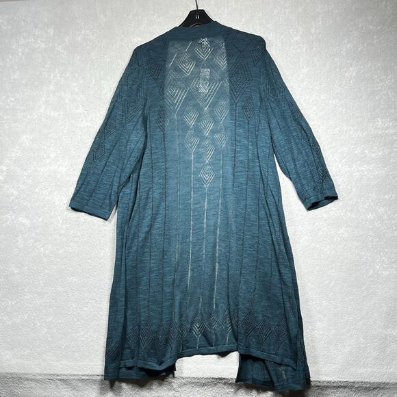 Catherines Cardigan Sweater Womens Size 1X Teal Knit Long Sleeve Open Front - Picture 6 of 10